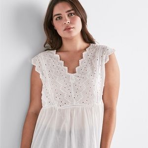NWT LUCKY BRAND Hippy Eyelet Peasant Top Tank 1X